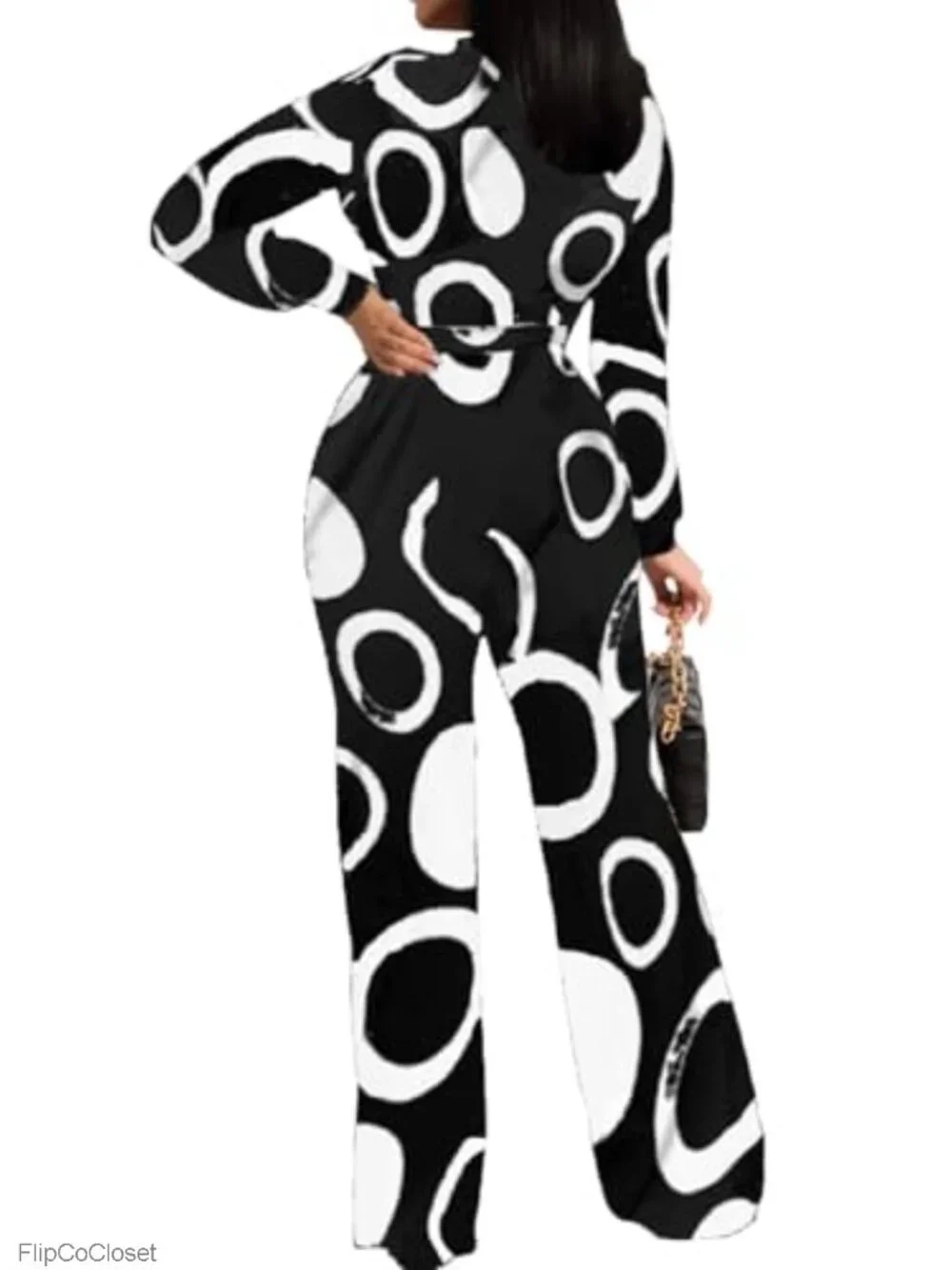 Women's Stretchable Wide Leg Jumpsuit with Belt & Pockets